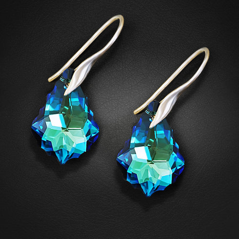 Sudraba auskari "Baroka IV (Bermuda Blue)" ar Swarovski™ kristāliem